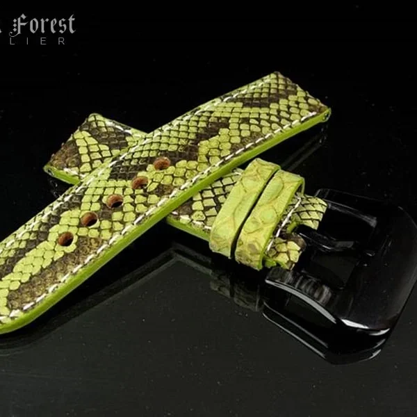 24mm/24mm Handmade Natural Color Real Python Skin Watch Strap PY02